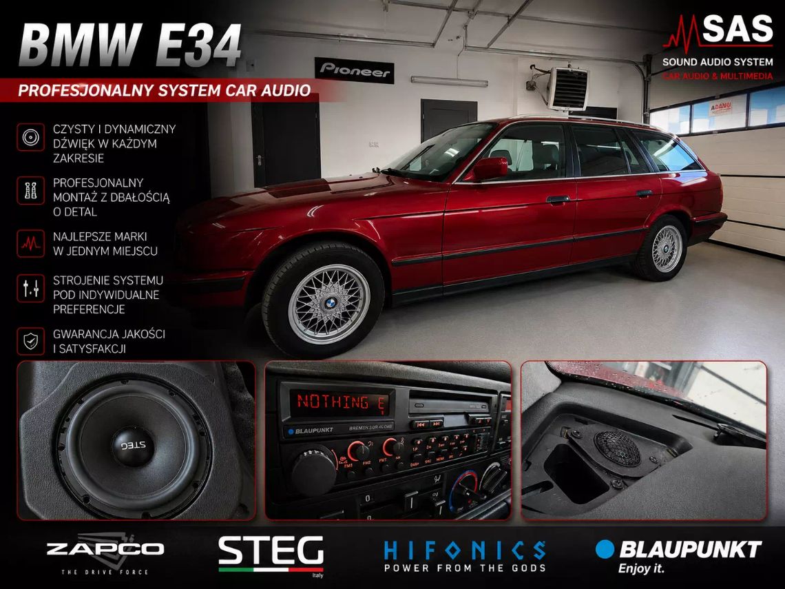 BMW E34 Touring – instalacja car audio ze wzmacniaczem ZAPCO HB-104D II